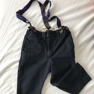 USED H&M suspender  corduroy blue pants 1.5-2Y